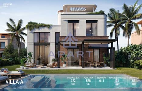 عرض محدود!! فيلا فاخرة للبيع في Crescent Walk Compound بالتقسيط حتى 10 سنوات-التجمع الخامس-للبيع