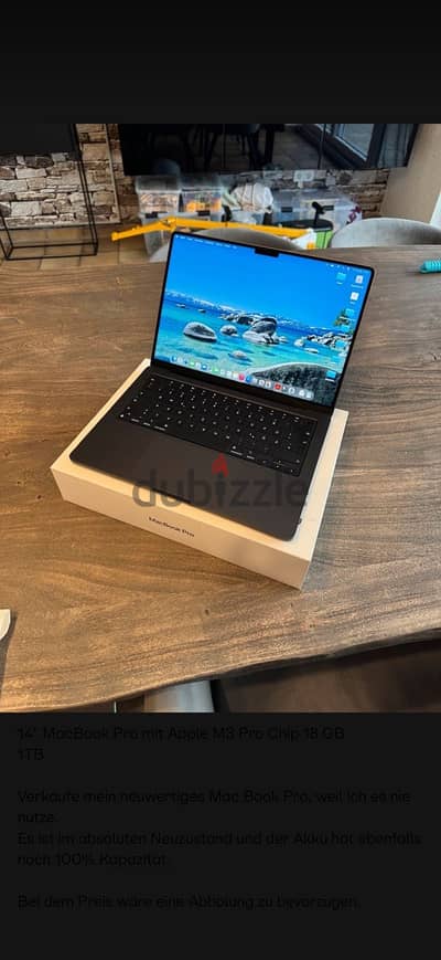MacBook Pro 14' M3 pro 100% With box 1  Tera