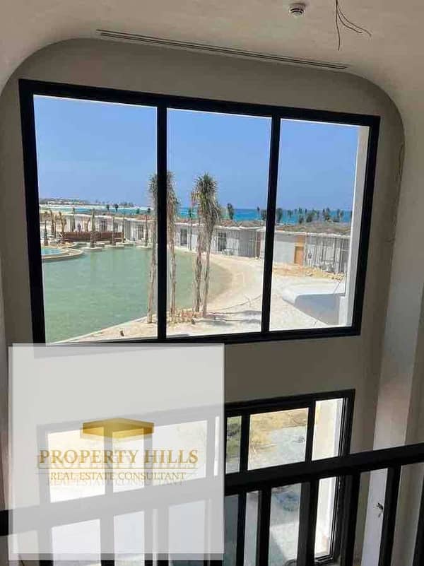 The lowest price in the market, furnished chalet with air conditioning, direct view on the sea and lagoon in Ghazala Bay next to El Alamein and Hacienda White