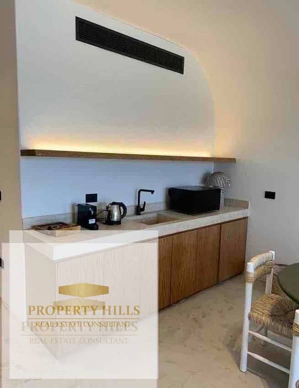 The lowest price in the market, furnished chalet with air conditioning, direct view on the sea and lagoon in Ghazala Bay next to El Alamein and Hacienda White