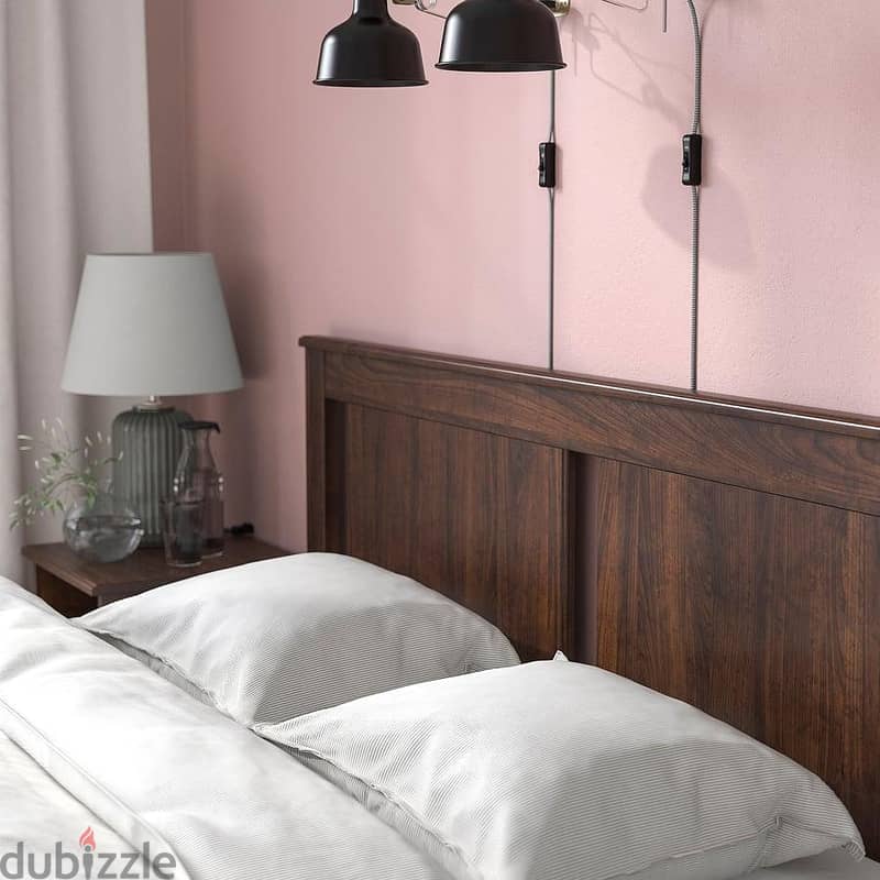 Bed frame with 2 storage boxes, brown/Lönset, 160x200 cm 3