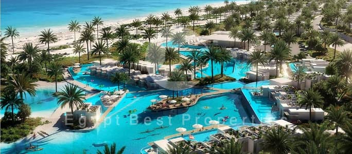Direct lagoon view Fully Finished with ACs & Kitchen Cabinets 2 bedrooms chalet for sale in Marassi Marina North coast