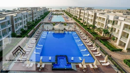 Lowest price for Chalet with garden in Ain Sokhna Finished with AC's and natural gas, installments up to 10 years, Sea and lagoon view