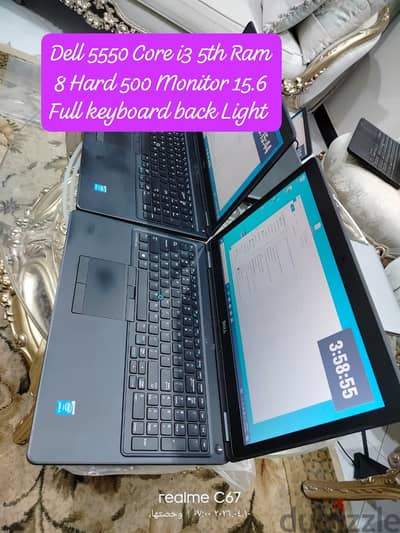 dell 5550 Core i3 5th Ram 8 Hard 500 Monitor 15.6