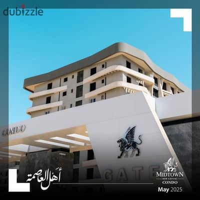 Apartment with immediate delivery, overlooking a northern view, open landscape and water features in Midtown Condo on the Embassy Axis and the Ministries neighborhood in R7, the Administrative Capital