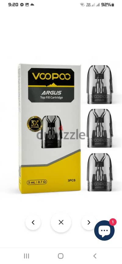 Argus 3ml cartridge 0.1 ohm