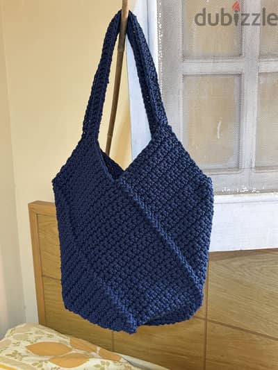 Handmade Navy Blue Large Bag – Stylish & Spacious