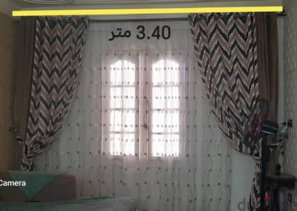 ستائر قطيفة مودرن متداخلة الالوان ، بلاك اوت + ستارة شيفون بكل المحلقا