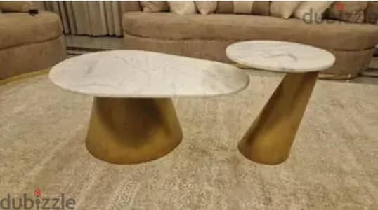 تربيزه صالون (رخام + ستانليس) مودرن - modern centre table