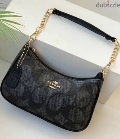 Coach Patterned Chains Teri Bag in Black and Grey