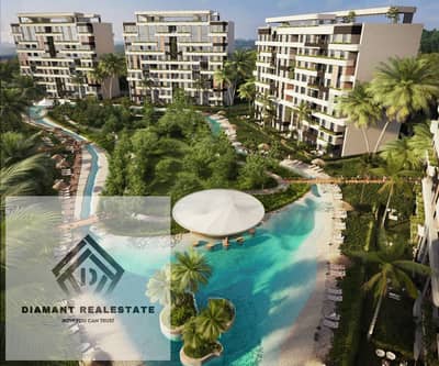 With 40% discount Apartment 3Bed with Garden Finished VIP with Panoramic view lagoon in New Capital Over 10Years Steps from largest service area in R8