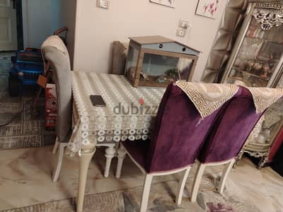 ترابيزة سفرة خشب مع ٦ كراسى