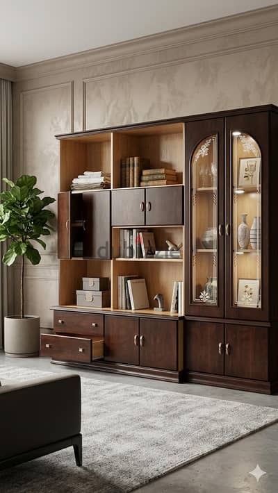 مكتبه + وحده نيش + وحده تلفزيون + وحدات تخزين  لقطه