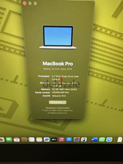 Apple MacBook Pro Retina 13” 2015 16 gb ram ماك بوك برو ٢٠١٥ ١٦ رام