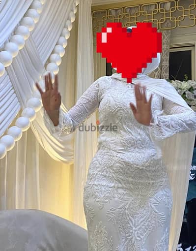 فستان ابيض هاند ميد بالكامل يناسب خطوبه او كتب كتاب تحفه ف اللبس