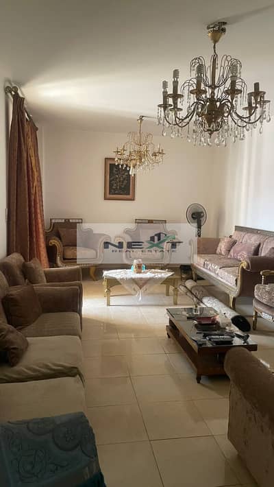 For rent in Madinaty, a furnished apartment of 107 sq m, 2 bedrooms + 1 bathroom, company finishing, 5th floor, garden view, very close to the bank co
