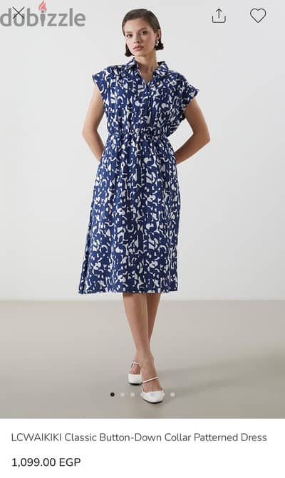 LCWAIKIKI Classic Button-Down Collar Patterned Dress