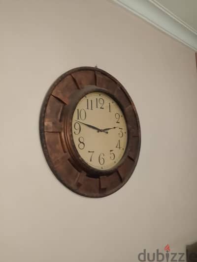 Wall wooden clock brown frame