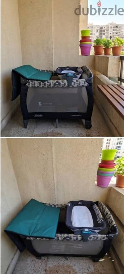 سرير اطفال+كرسي هزاز +مشايه