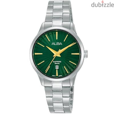 Ladies' Hand Watch PRESTIGE Stainless Band, Green Dial AH7W37X5