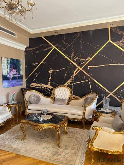 Townhouse 275m², middle-floor, ultra-super-lux finished, with two gardens and a jacuzzi in Mina Garden City Compound – a villa-only compound with a pr