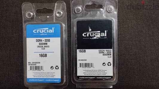 Crucial ddr4  16GB 3200MTs cl 22 sodimm