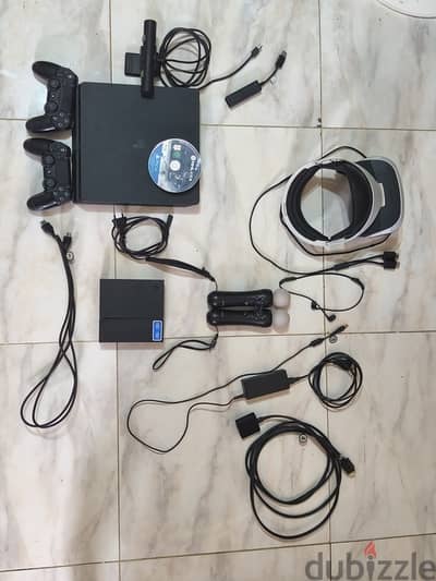 جهاز العاب Ps4 بلايستيشن 4 مع نظارة واقع افتراضي psvr 1 بحالة كالجديد