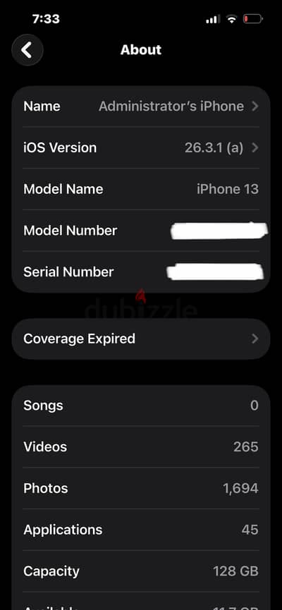 iPhone 13  white color like new / ايفون  ١٣ لون ابيض زي الجديد