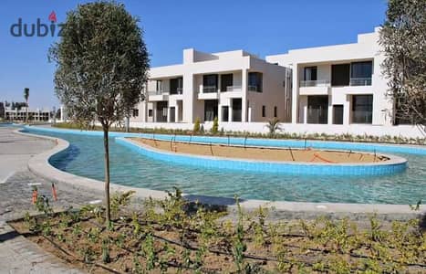 Standalone villa with a direct swimming pool view for sale inside Lake West Compound opposite Beverly Hills in Sheikh Zayed.