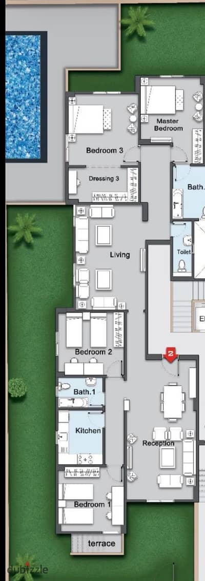 Apartment immediate receipt ground floor with a garden directly from the owner in Bayt Al-Watan at a bargain price with features of the mini compound swimming pool and gym
