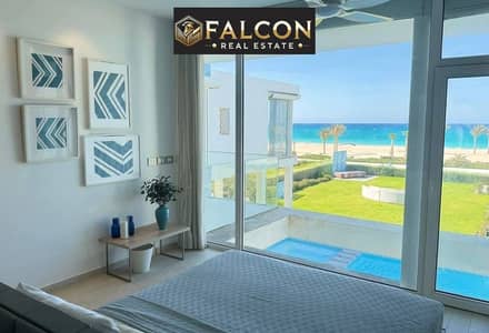 شاليه (جاهز للسكن الفورى) سى فيو fully finished من mercon للبيع فى الساحل الشمالى north oast وبجوار Rixos Hotel وأبراج العالمين وبالقرب من porto golf