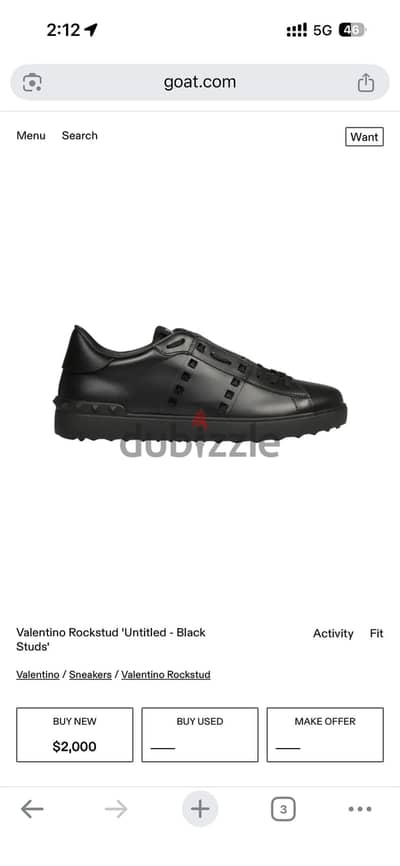 Valentino Rockstud Untitled Sneaker Black Brand New with Box