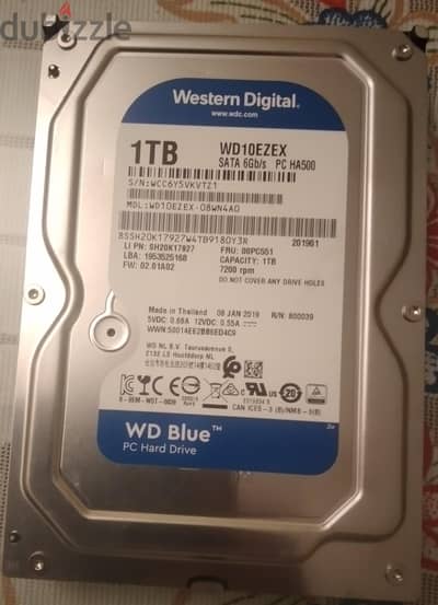 هارد ديسك ١ تيرا وسترن ديجتال blue  انتاج حديث