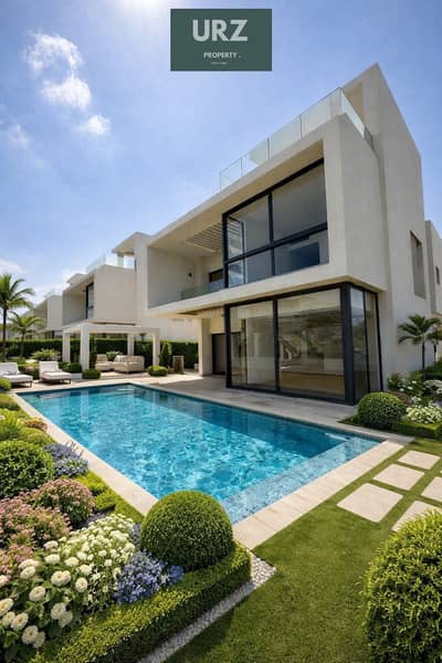 قسيط علي 15 سنة  luxury villa فاخرة Double Hights فيو خيالي علي pool في العاصمة الادارية للبيع علي النهر الاخضر و بالقرب من البرج الايقوني