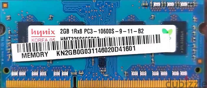 رامة لابتوب Hynix PC3-10600S 2GB DDR3 Laptop RAM