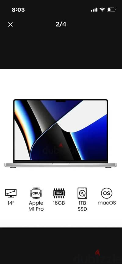 Macbook Pro M1 2021 silver 16ram 1tb en/ar 14inch (without box)
