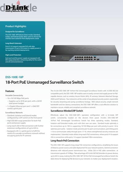 D. link Switch 18 Port PoE
