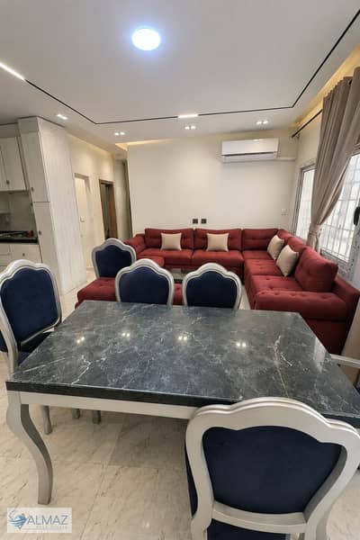 Furnished apartment, first occupancy, 210 sq m, for rent in Fifth Settlement, in the Traders Syndicate compound, near South 90th Street.
