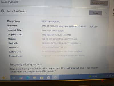 Toshiba AMD with 256 SSD