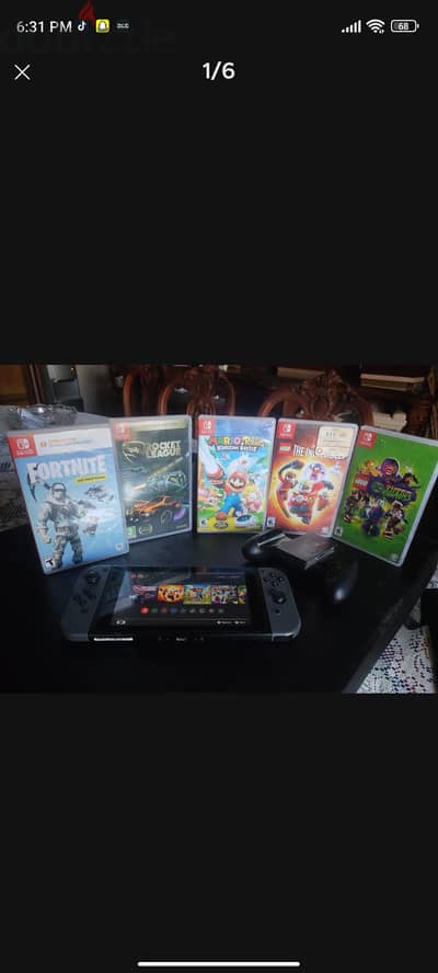 Nintendo switch v1 with 5 games