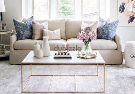 Homzmart center table gold & white