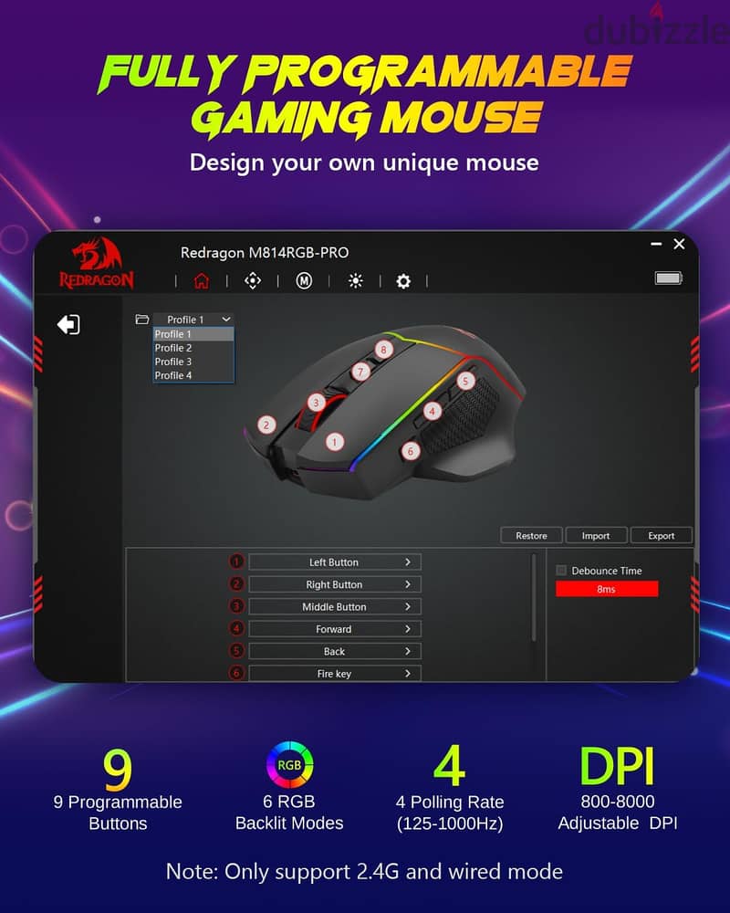 Redragon M814 Wireless Gaming Mouse 2