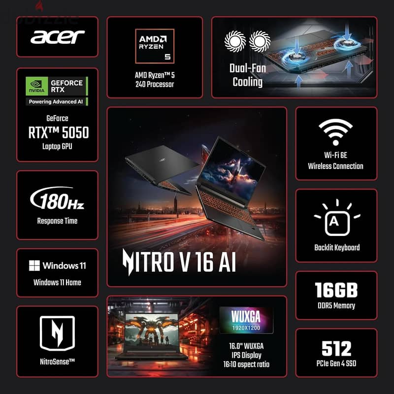 Acer Nitro V 16 AI AMD, RTX 5050 3