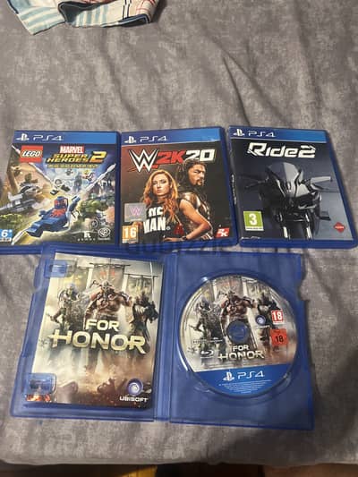 Ps4 game wwe2k20 , for honor , ride2 , lego marvel super heroes 2