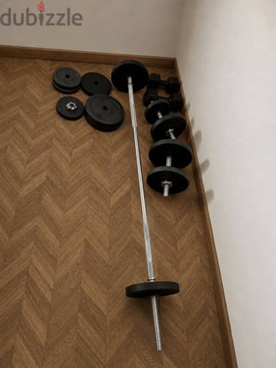 Top Fit 60kg Weight Set + Barbell + 2 Dumbbell Bars