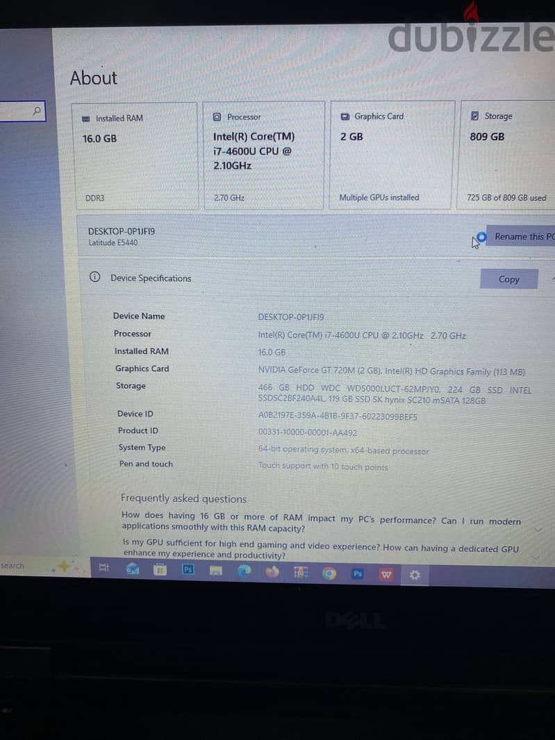Labtob Dell E 5440 3