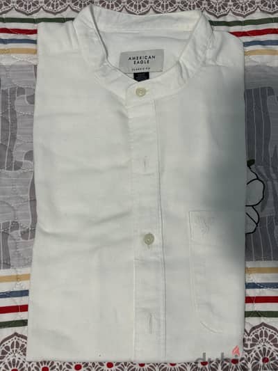 NEW American Eagle Men White Linen Shirt