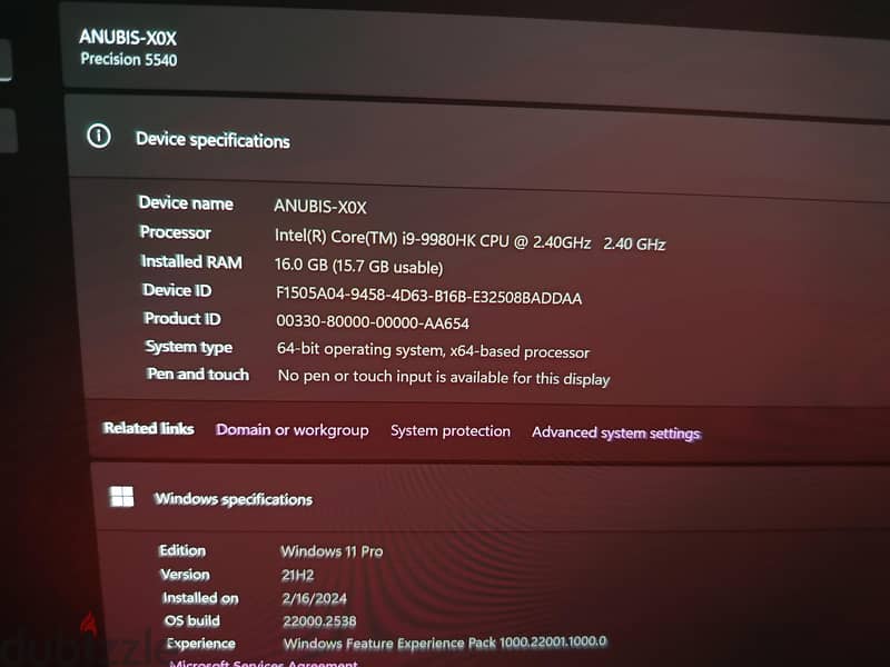 Dell Precision 5540 core i9 HK  4k 5