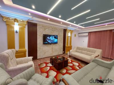 Furnished, air-conditioned hotel-style apartment on Abbas El Akkad Street, near City Stars, available for daily and monthly rent for families. Excelle