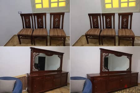 سفرة مستعمله ٦ كراسي والدرف بتاع البوفية مخلوعة وعايزة تتركب ومعايا